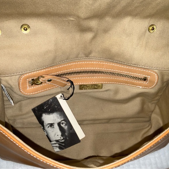 Vintage Calvin Klein Tan Leather Convertible Clutch Crossbody - Picture 11 of 13